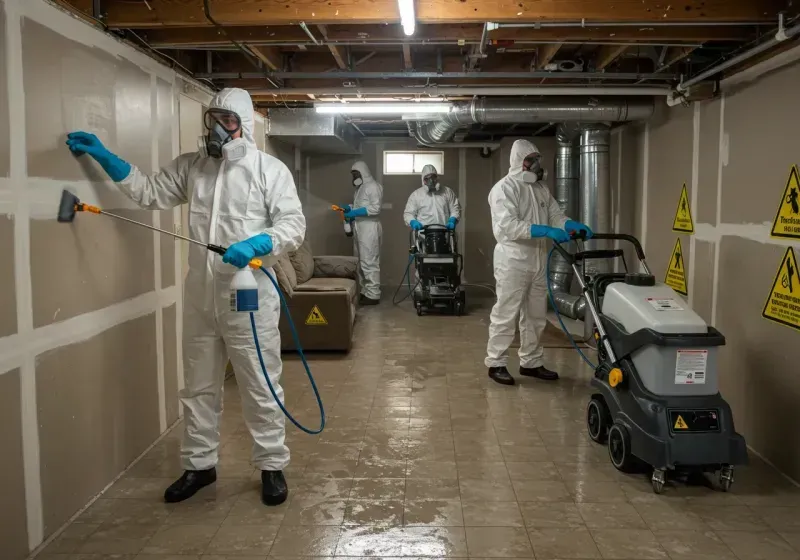 Basement Moisture Removal and Structural Drying process in McAdoo, PA